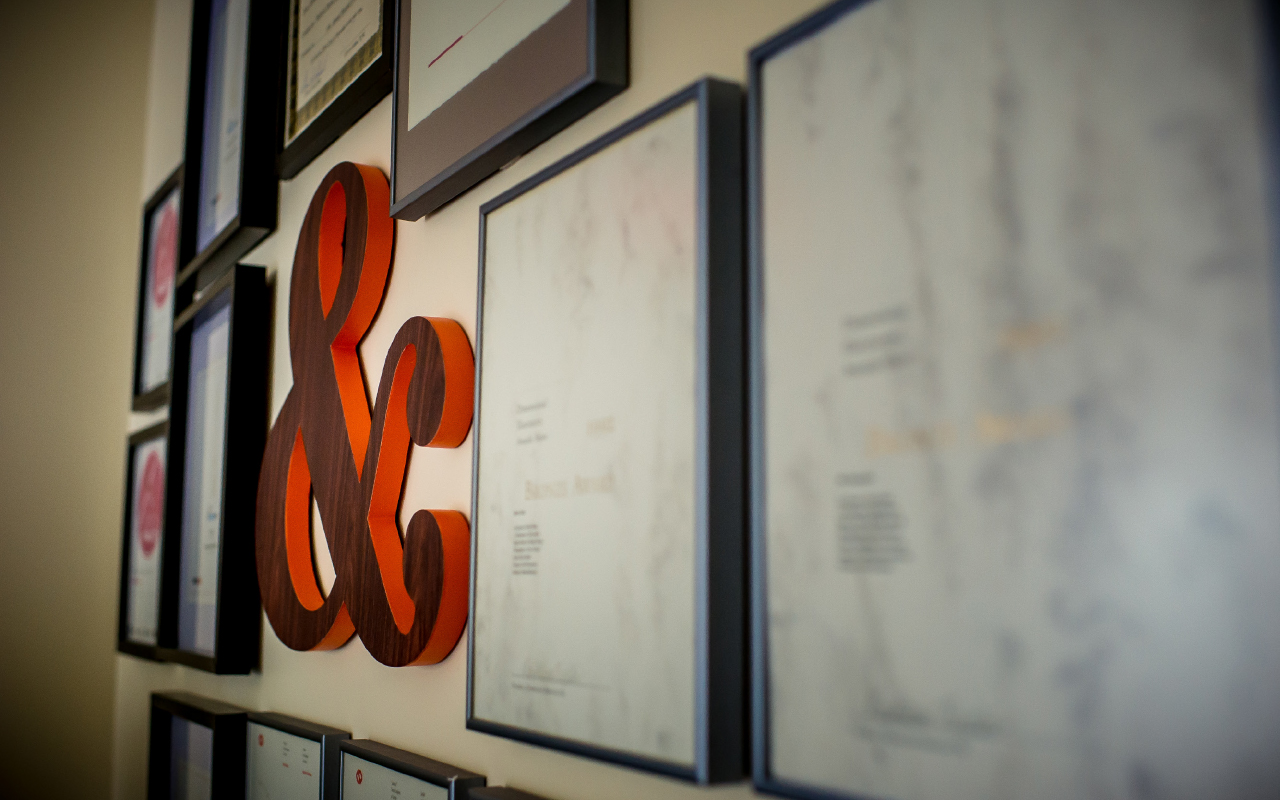 Burke & Burke Design and Marketing Firm award wall of fame.